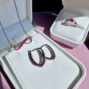 Red Garnet in Sterling Silver Jewelry Set